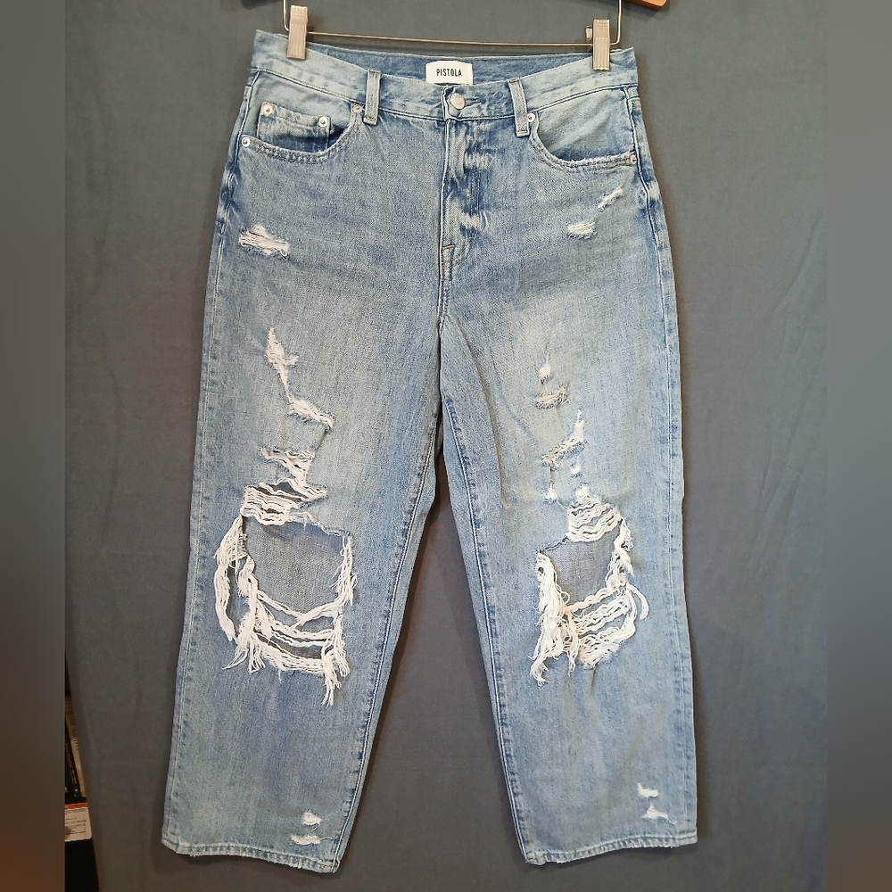 Pistola Jeans Womens 27 Denim Blue Distressed
